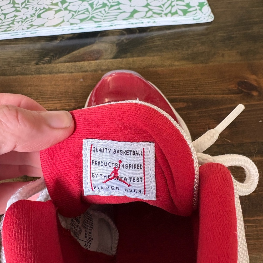 Jordan 1 Cherry Red- Kids Red and White Sneakers - Picture 7 of 9
